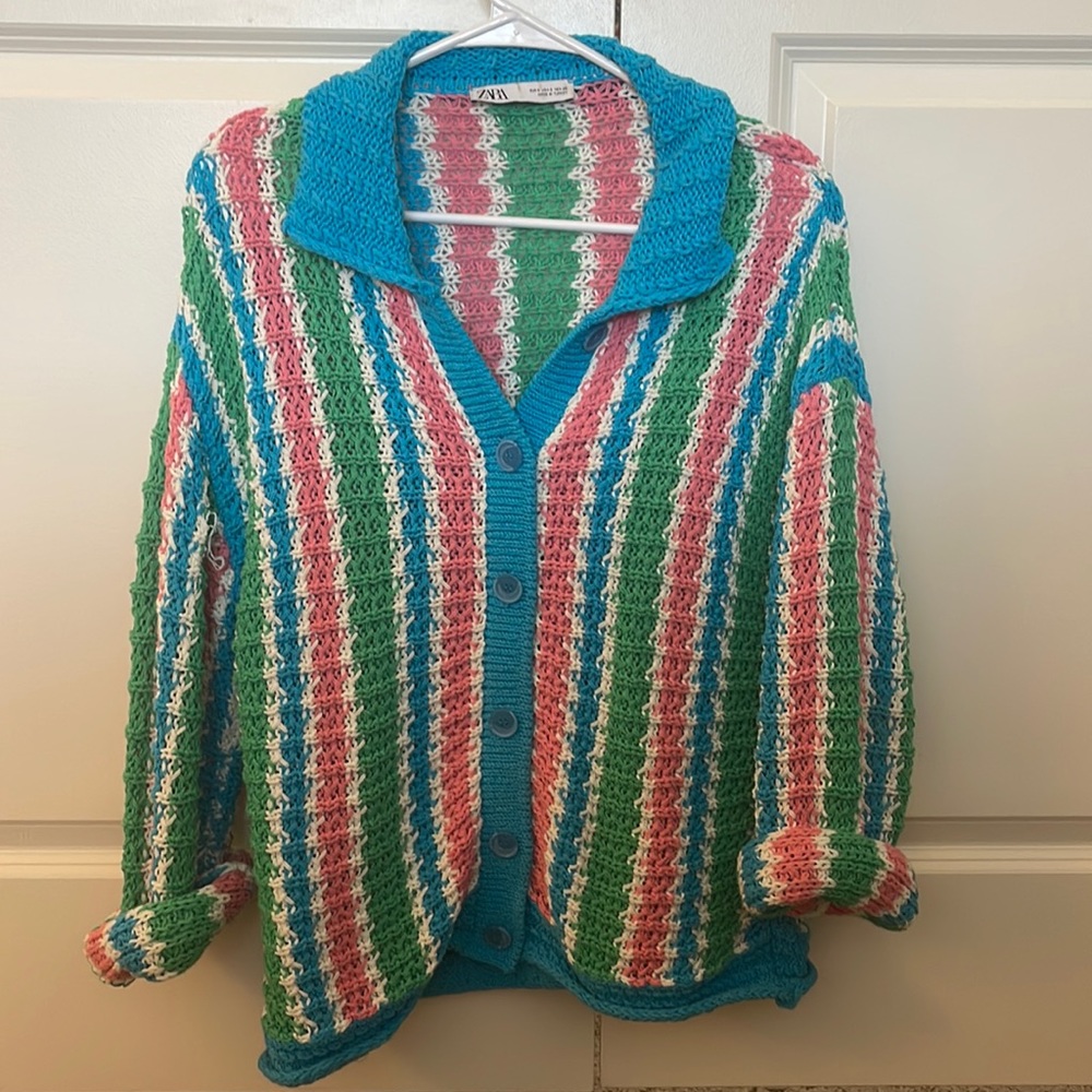 Zara collared crochet sweater